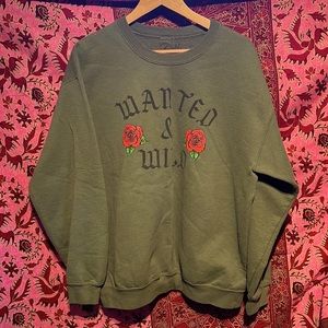Cute Army Green Sweatshirt with Red Roses. Great saying 🌹